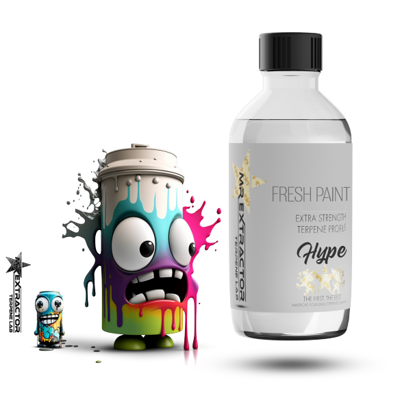 Mr Extractor's "Fresh Paint" Terpenes: A botanically derived blend bursting with vibrant, refreshing aromas.