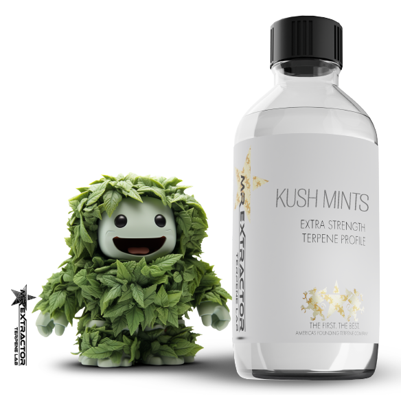 Mr Extractor’s “Kush Mints” Terpenes showcase a refreshing blend of Bubba Kush and Animal Mints.