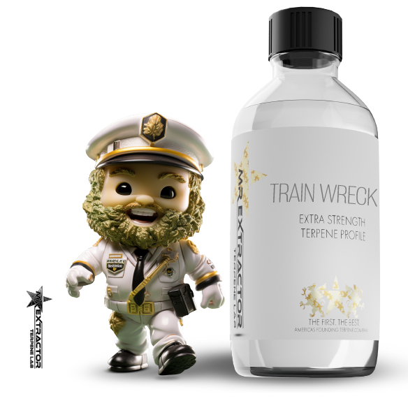 Experience the powerful rush with Mr Extractor's top-rated Trainwreck Terpenes. Lauded as the most potent blend, its impactful aroma has made it one of the most sought-after profiles of 2023.